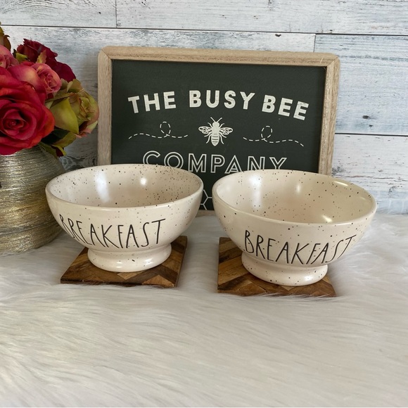 Rae Dunn BREAKFAST Speckled Bowls Set Of 2 - Picture 3 of 6